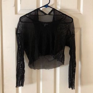 Mesh hoodie crop top